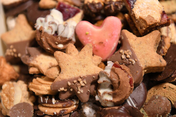 Close up of various Christmas cookies