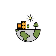 green earth line colored icon. Signs and symbols can be used for web, logo, mobile app, UI, UX on white background