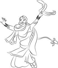 Punjabi Bhangra dancer in harvest festival Lohari, vector illustration
