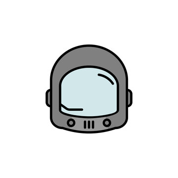 cosmonautic helmet line colored icon. Signs and symbols can be used for web, logo, mobile app, UI, UX on white background