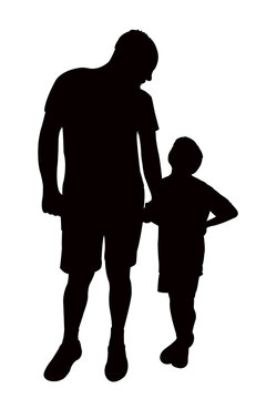 father and boy body silhouette vector