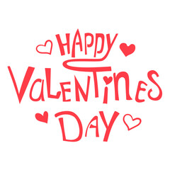 Lettering - Happy Valentine's Day in red. Stock vector illustration isolated on white background.