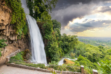 Beautiful view of famous Edessa waterfalls. Greece. - obrazy, fototapety, plakaty