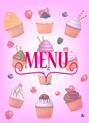 Dessert menu design. vector illustration