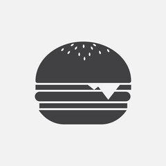 cheese hamburger vector icon. Simple isolated meal symbol pictogram.