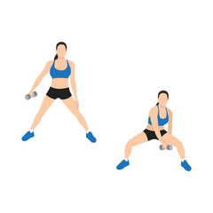 Obraz na płótnie Canvas Woman doing Figure 8 squat exercise. Flat vector illustration isolated on white background