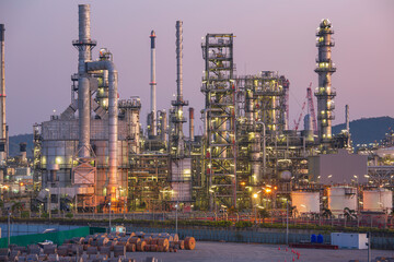 Fototapeta premium Oil​ refinery​ and​ plant of petrochemistry industry in oil​ and​ gas​ ​industry