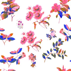 Deurstickers Vlinders Mooie naadloze herhaalde vintage bloemenpatronen gratis te downloaden, perfect voor stoffen, t-shirtsverpakkingen, enz.