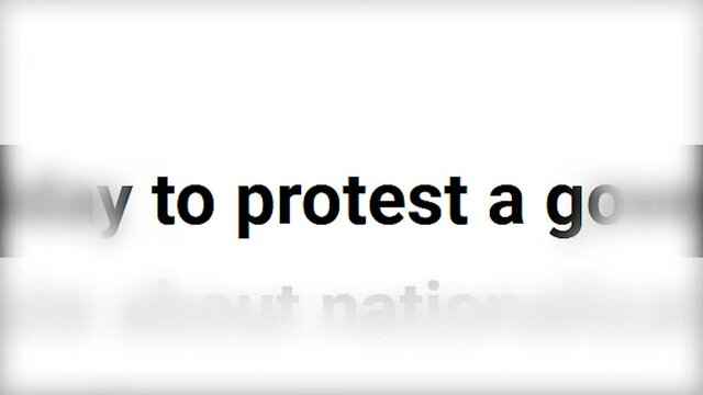 Concept of protests in the headlines. Problem of dissatisfaction and disagreement in the electronic media. Close-ups of articles are changing rapidly. Breaking news.