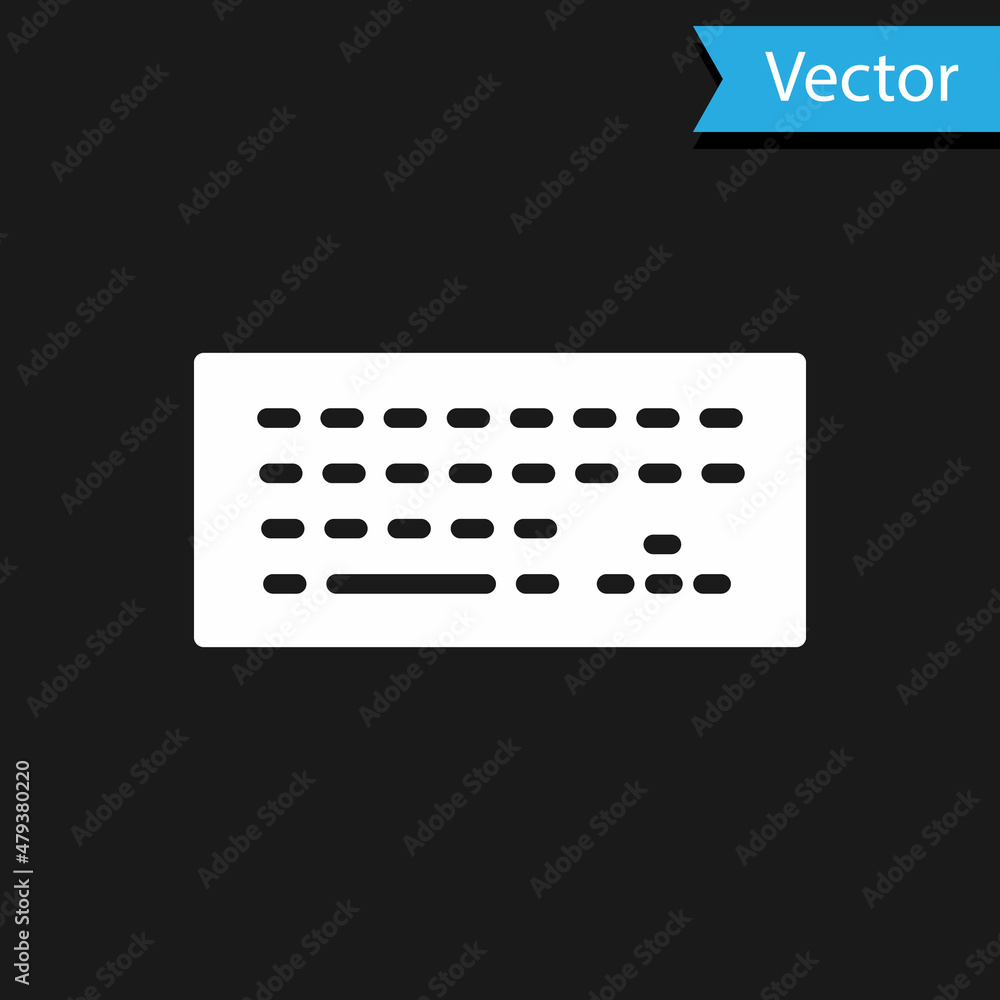 Aufkleber white computer keyboard icon isolated on black background. pc component sign. vector