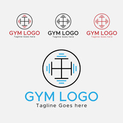 Gym Fitness Logo. Blue and black color. Circle Shape. Abstract Logo template.