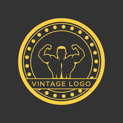 Gym logotype.Vintage Fitness logos. Circle Shape. Retro Style Logo template.