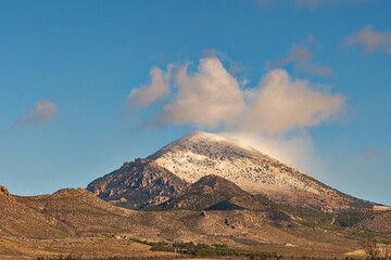 Panoramic of the Sierra de la Sagra de Huescar, Granada. - obrazy, fototapety, plakaty