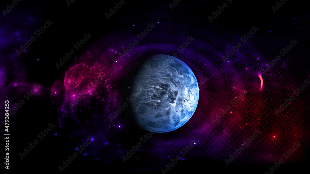 Poster alien planet in space. elements of this image furnished by nasa.