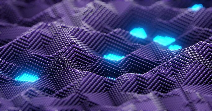 Stylized 3D voxel cubes. wavy purple liquid looping background animation