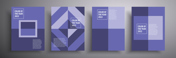 Set van abstracte geometrische achtergrond in trendy 2022 zeer peri kleur. Vector illustratie. Mooie achtergrond geschikt voor dekking, poster, brochure, ansichtkaarten, enz.