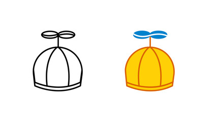 Propeller baby hat icon special collection colorful icon set. Upload the yellow hat vector. Design element colored flat icon and linear symbol. Editable linear icon set.