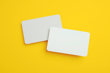 Rounded corners business cards over yellow background, layout for design template