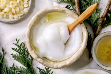 Ingredients for makes home made natural cosmetic