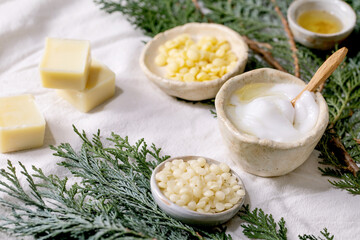 Ingredients for makes home made natural cosmetic