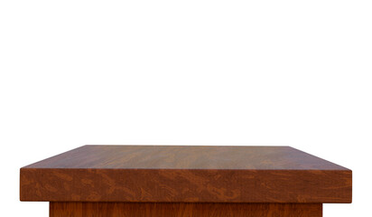 Wooden table top isolated on white background. 3D render illustration