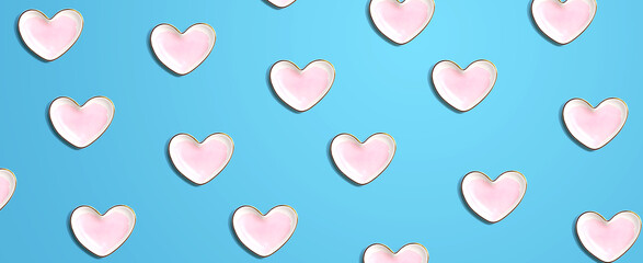 Appreciation theme with heart dishes - flat lay