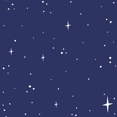 Seamless vector background with all-rounded stars in a blue sky