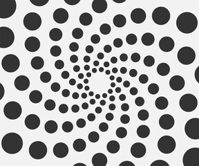 Abstract circle pattern, art decoration with black and white dots. Vector dotted background.