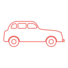 Neon retro car red color vector illustration image flat style