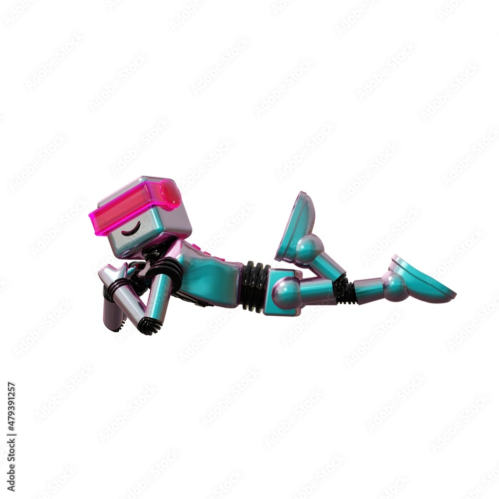 Poster robot isolated on white background. 3d rendering.