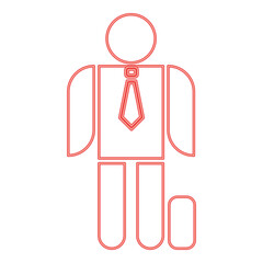 Neon businessman with case red color vector illustration image flat style