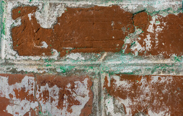 Old red brick wall and old paint..
