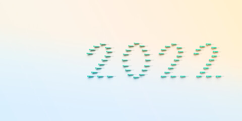 2022 text vaccacine syringe injection covid19 concept