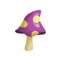 Isolated cartoon illustration of magic fairy poisonous mushroom.