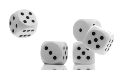 Multiple dices isolated on white background, clipping path
