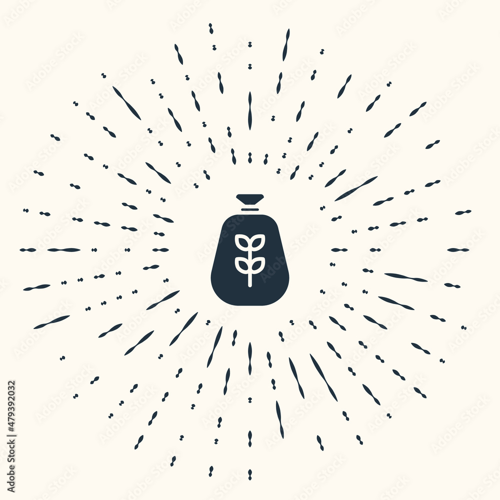 Poster grey bag of flour icon isolated on beige background. abstract circle random dots. vector