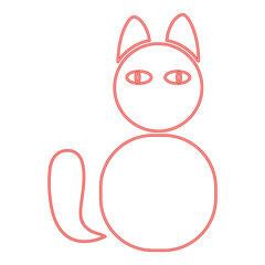 Neon cat red color vector illustration image flat style