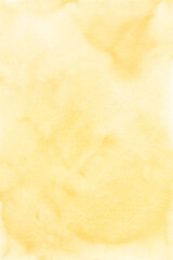 Abstract light yellow watercolor background texture, hand painted. Artistic pastel honey color backdrop, stains on paper. Aquarelle painting wallpaper.