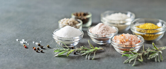 Different types of salt and culinary spices