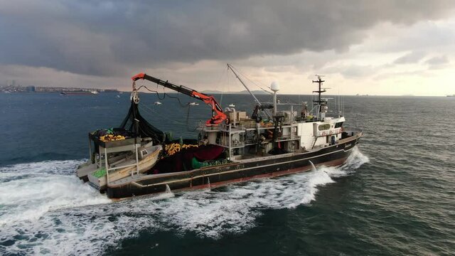 Fishing ship. a fishing boat in the sea of turkey