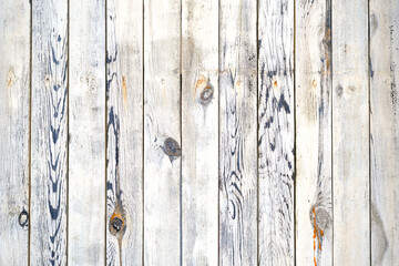 White wooden planks on wall with damp patches
