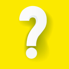 White question mark isolated on a yellow background. 3d rendering