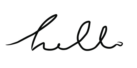 hand lettering hello in english.