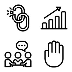 Busines Flat Icon Set Isolated On White Background