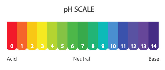 pH Scale. pH divided in to 0 to 14 scale. Acidic to alkaline scale.  - obrazy, fototapety, plakaty