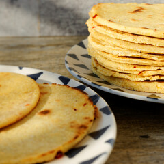 Pile of traditional Indian corn flatbreads Makki ki roti.