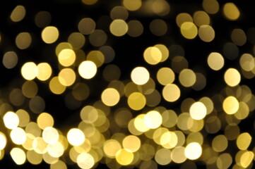 Creative glowing blurry golden bokeh wallpaper. New Year, Christmas and celebration concept. christmas background