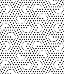 Vector geometric seamless pattern. Modern geometric background with hexagonal dotted tiles.