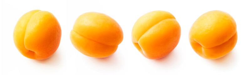 Fresh apricots collection isolated on white background. Apricot set.