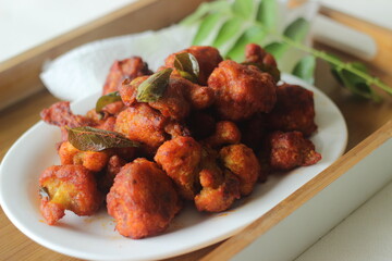 Gobi fry or Gobi 65. A spicy cauliflower starter